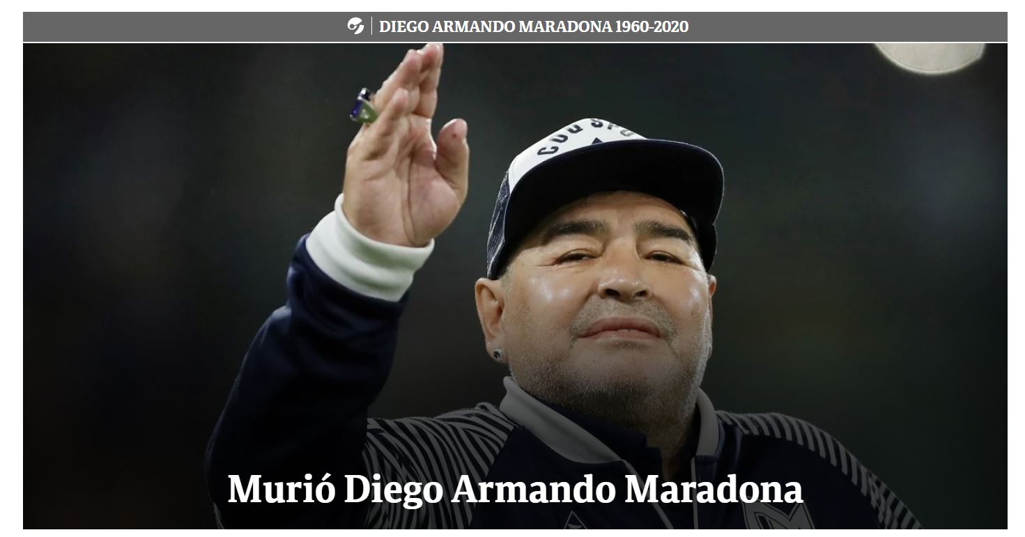 Diego Armando Maradona, la copertina di Clarin