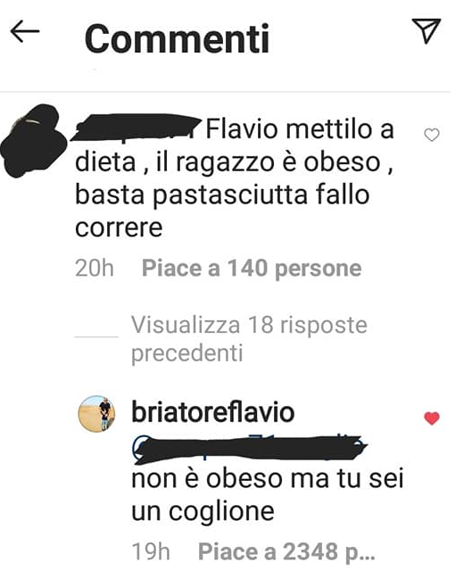 Il commento contro Nathan Falco