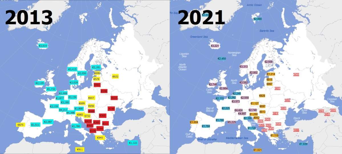 salario netto medio europa