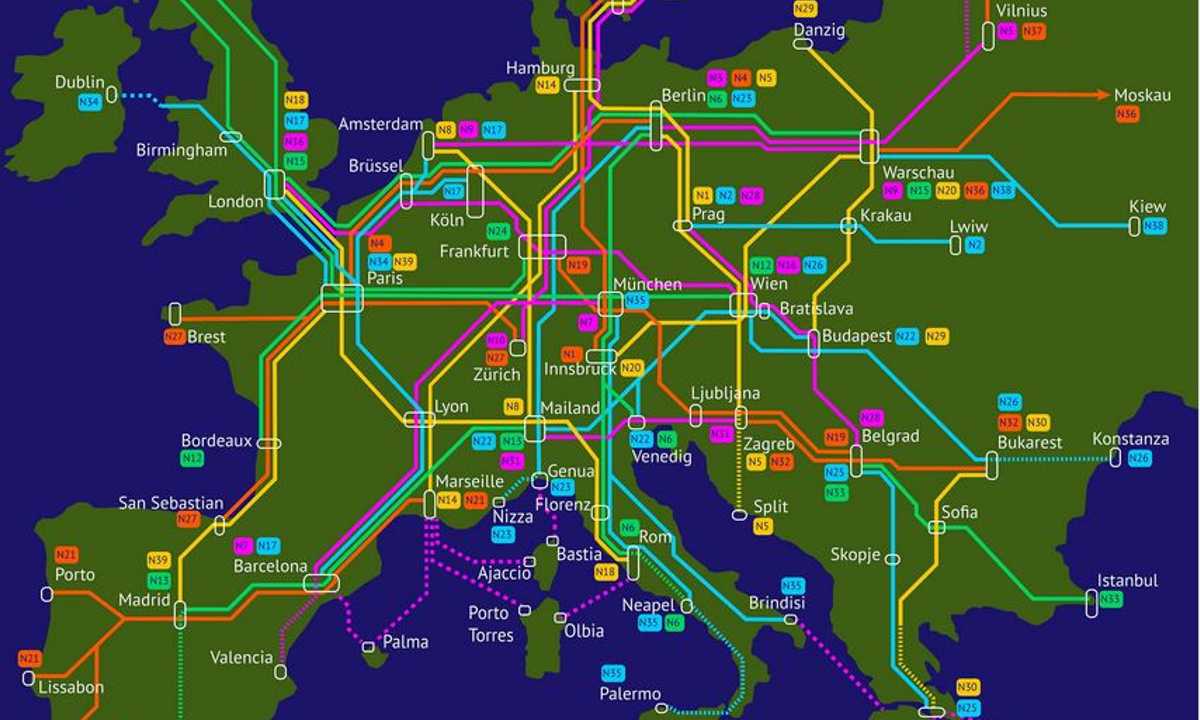 Mappa treni notturni