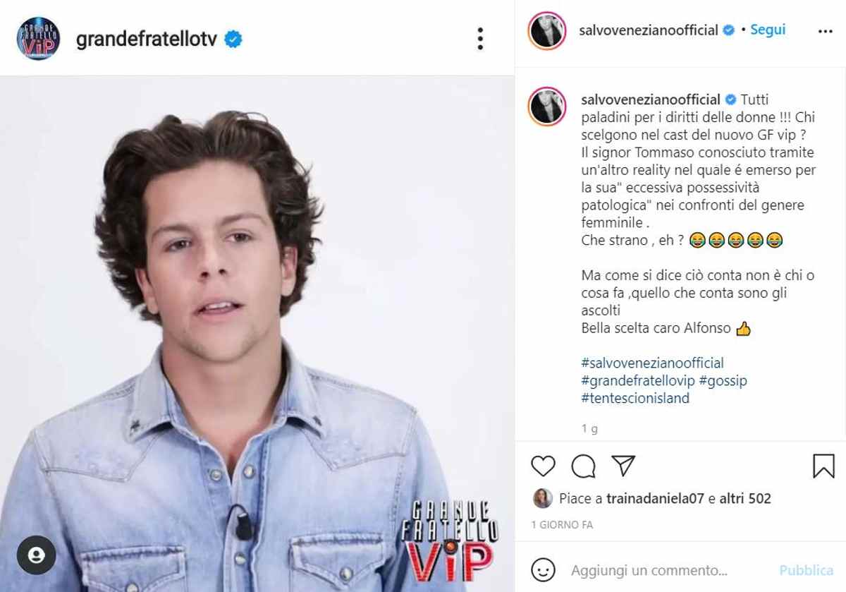 salvo veneziano attacca tommaso eletti su instagram