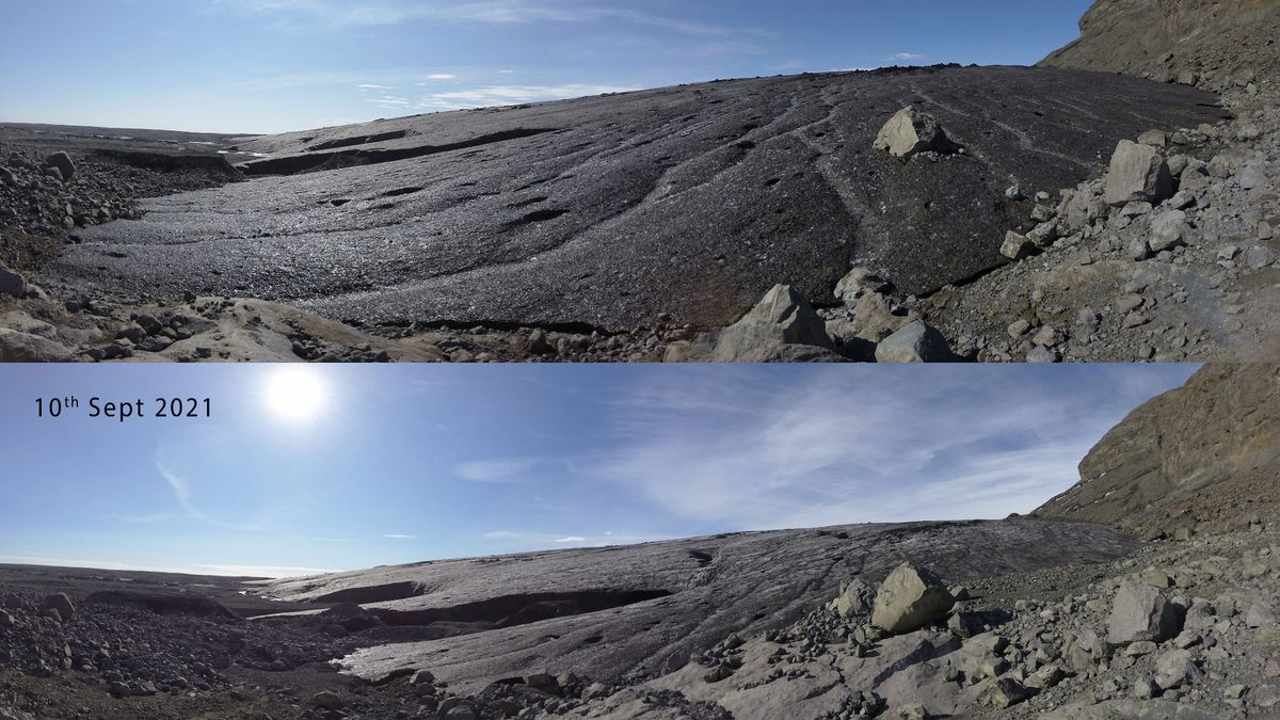 scioglimento ghiacciaio time-lapse