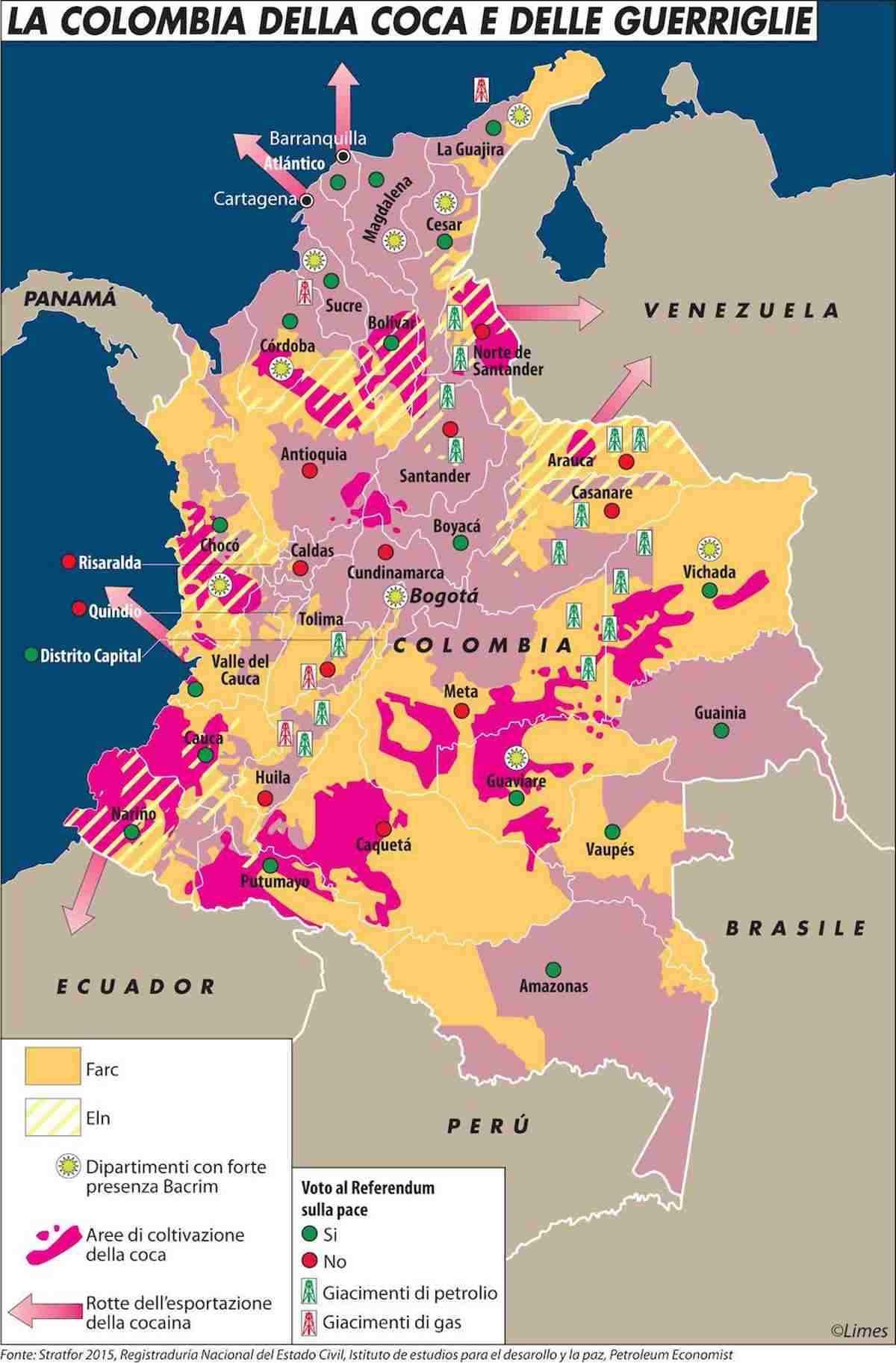 Cartina FARC in Colombia