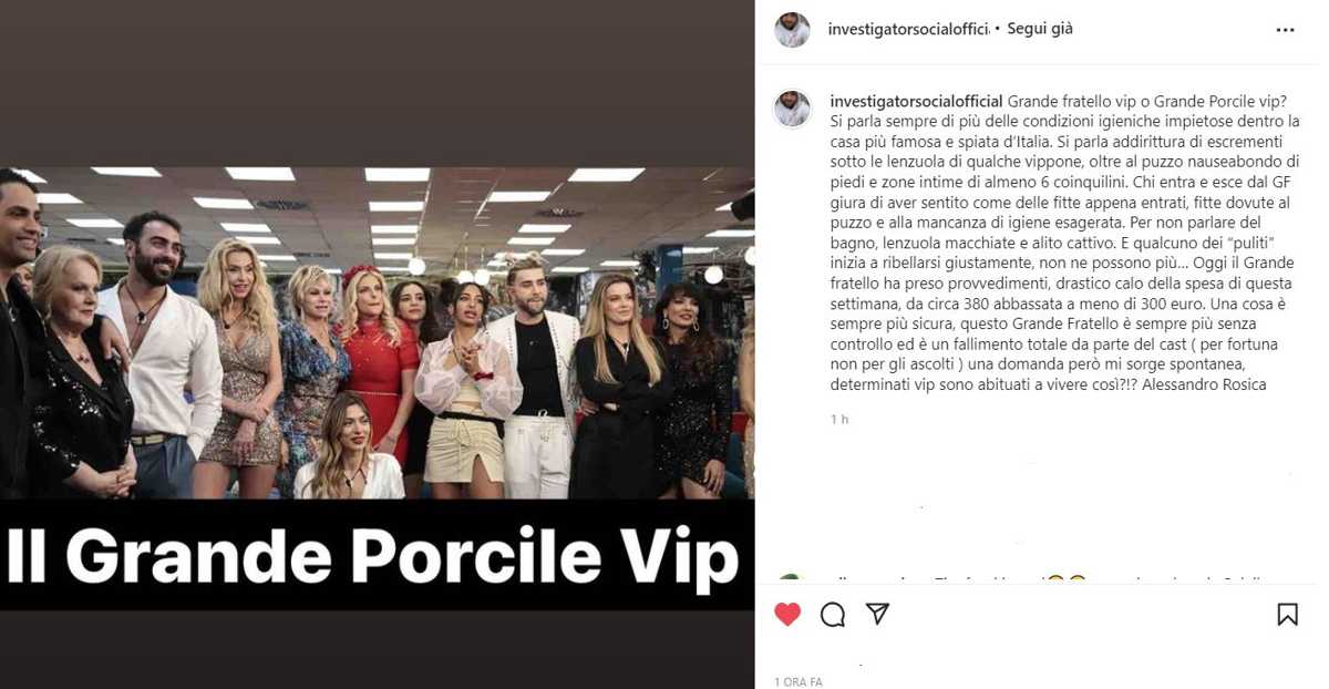 Grande Fratello Vip, scarsa igiene