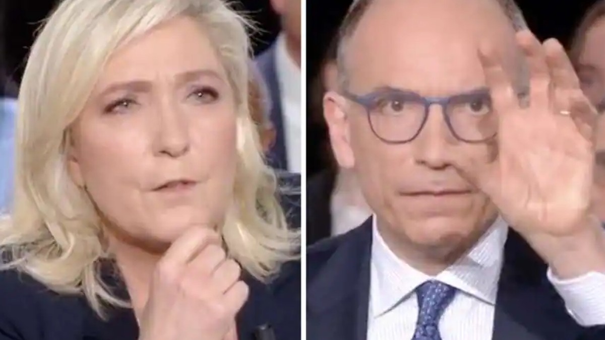 Enrico Letta "bastona" Marine Le Pen su Putin e Europa: scontro in tv tra i  due leader - VIDEO