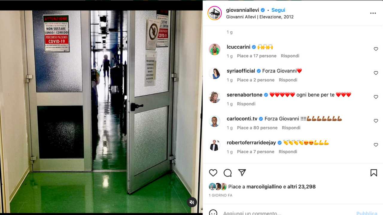Giovanni Allevi in ospedale - PeriodicoItaliano - Fonte foto Instagram
